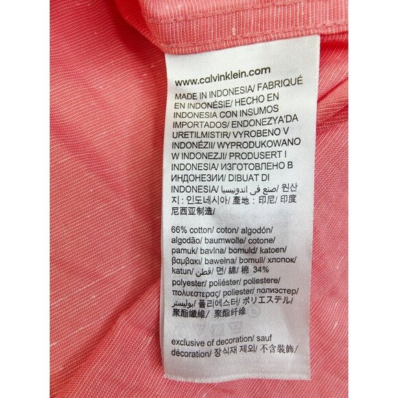 Calvin Klein Size Medium Mens Pink White Accent Embroidered Chest Logo Shirt - Picture 10 of 11